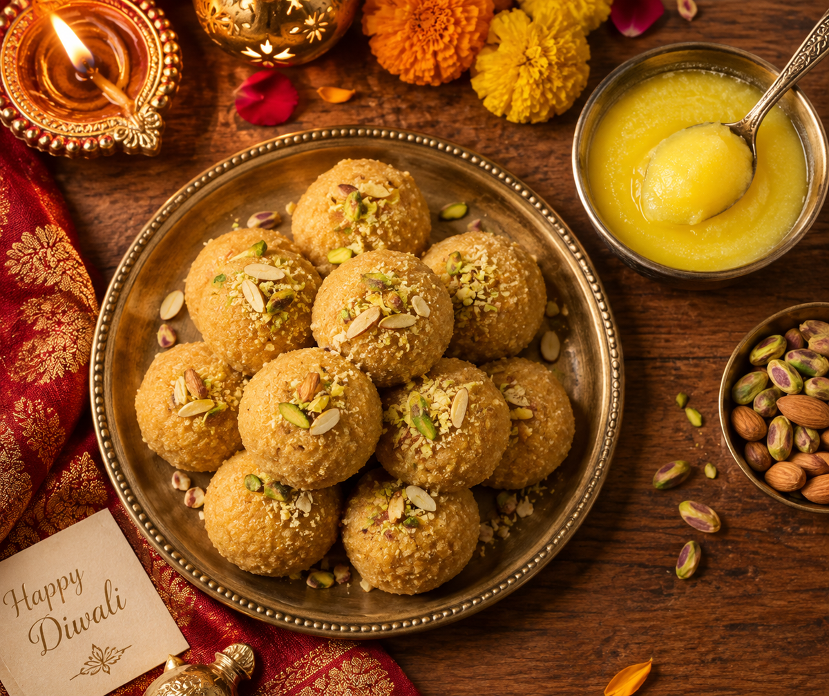 Besan Ladoo Recipe with Ghee - Soft, Danedar & Perfect like Halwai Style