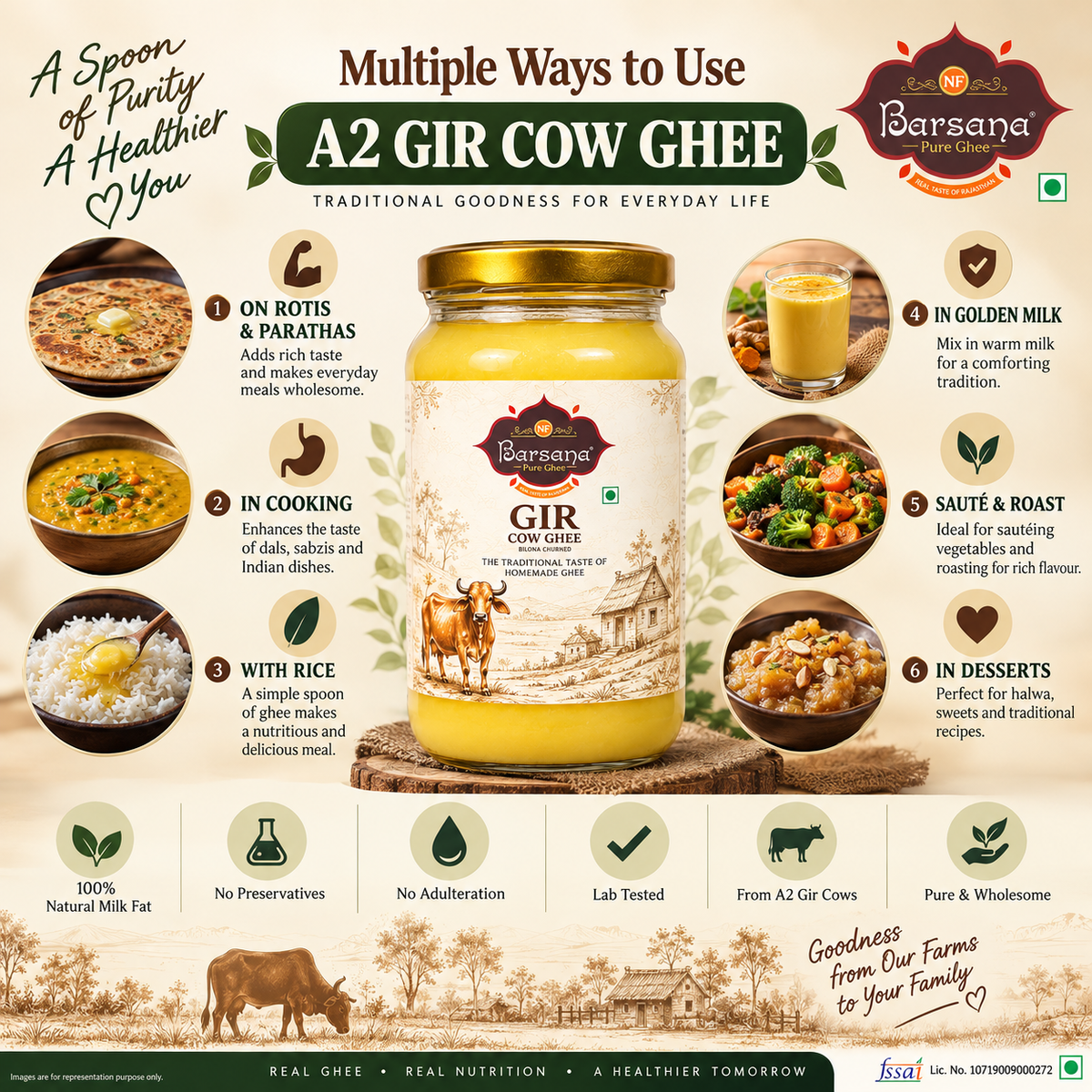 A2 Gir Cow Bilona Ghee - 500ml